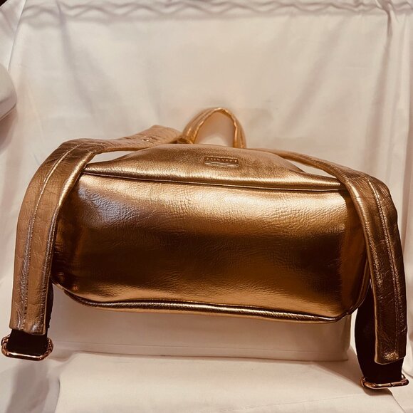 Skinnydip-Rose Gold Metallic Back Pack-11" x 11" x 5"- Roomy-Adjust. Straps-Zip - Picture 7 of 13